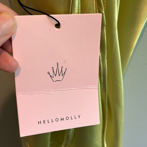Hello Molly NWT Drinks on Me Satin Midi Dress in Lime - size XS - Picture 8 of 9